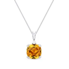 2.05ct Citrine 16"Pendant Necklace in 14K White Gold