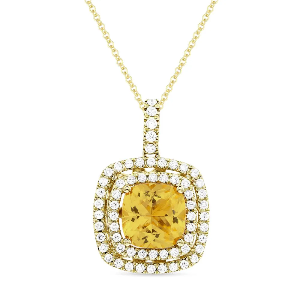 2.25ct Citrine 16"Pendant Necklace in 14K Yellow Gold