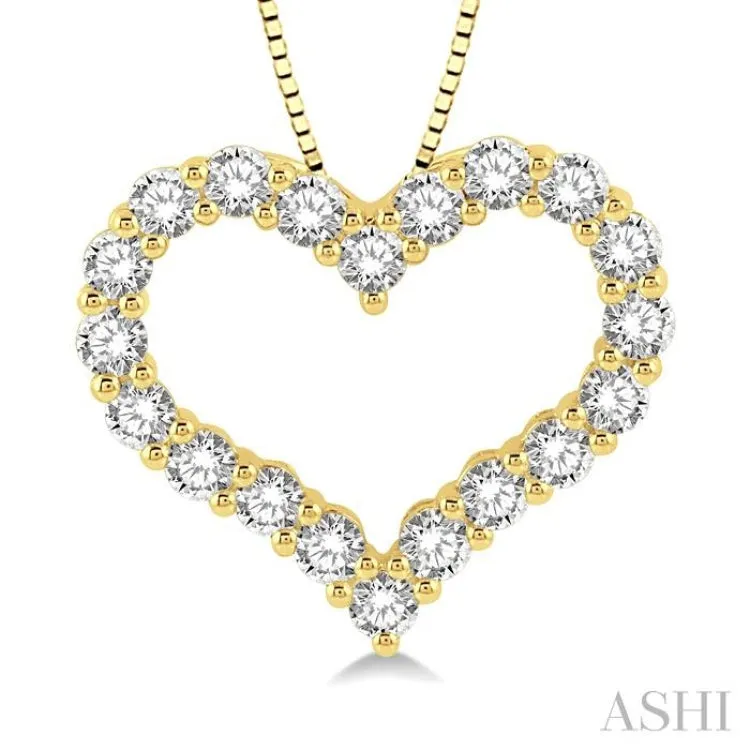 3/4 ctw Heart Charm Round Cut Diamond Pendant With Chain in 14K Yellow Gold