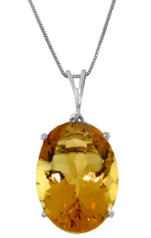 6 Carat 14K Solid Yellow Gold Necklace Oval Citrine