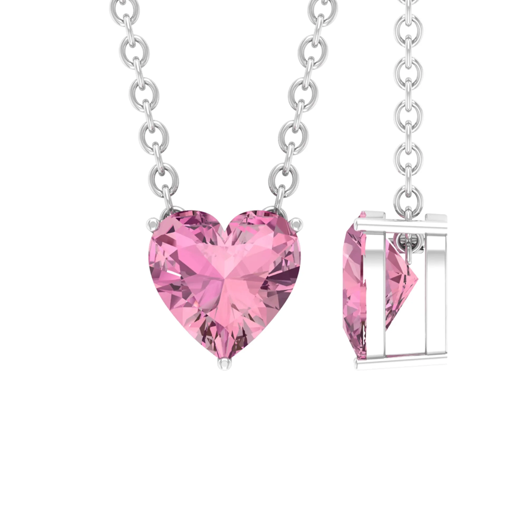 6 MM Heart Shape Pink Tourmaline Solitaire Drop Pendant