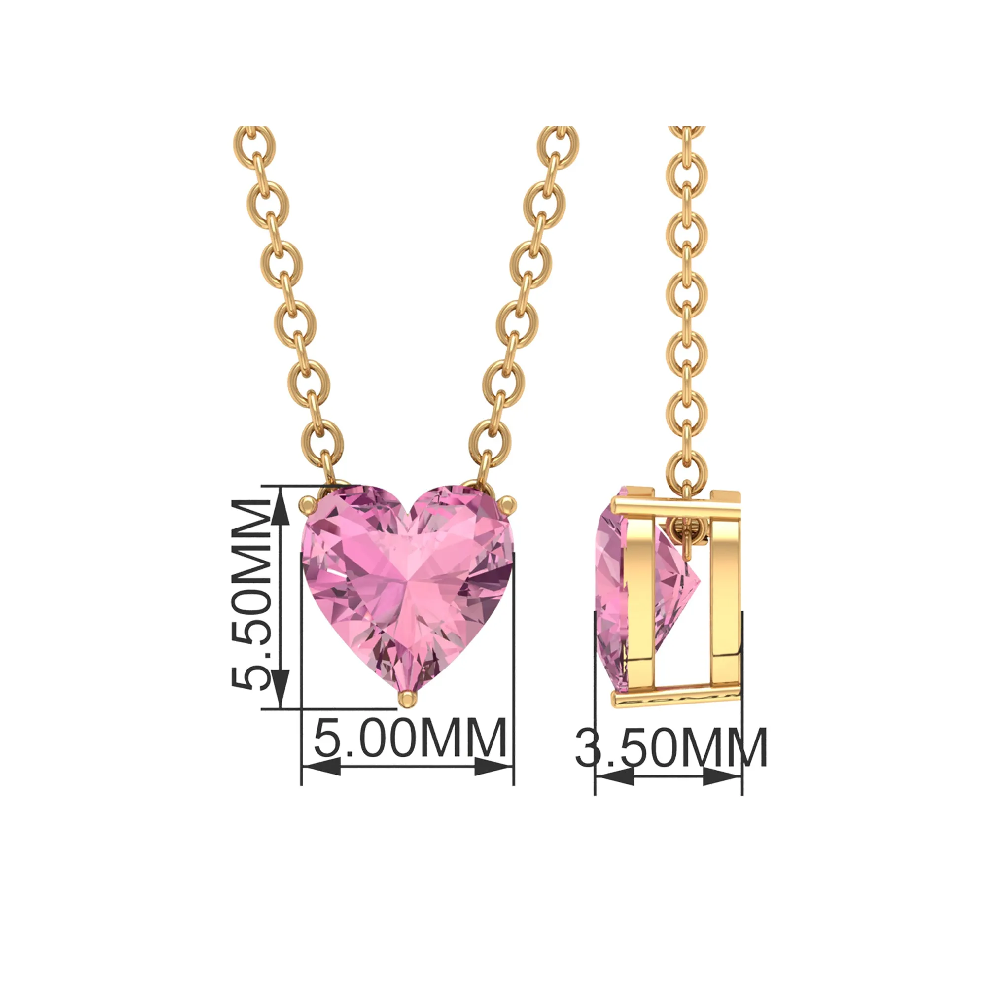 6 MM Heart Shape Pink Tourmaline Solitaire Drop Pendant