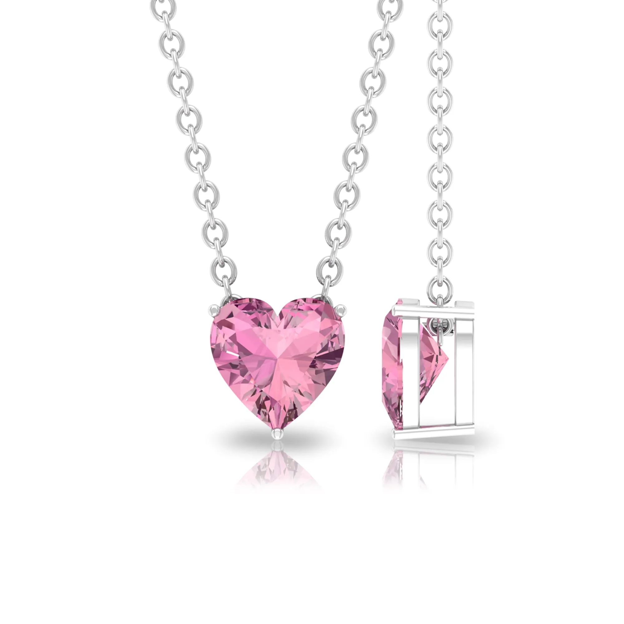 6 MM Heart Shape Pink Tourmaline Solitaire Drop Pendant