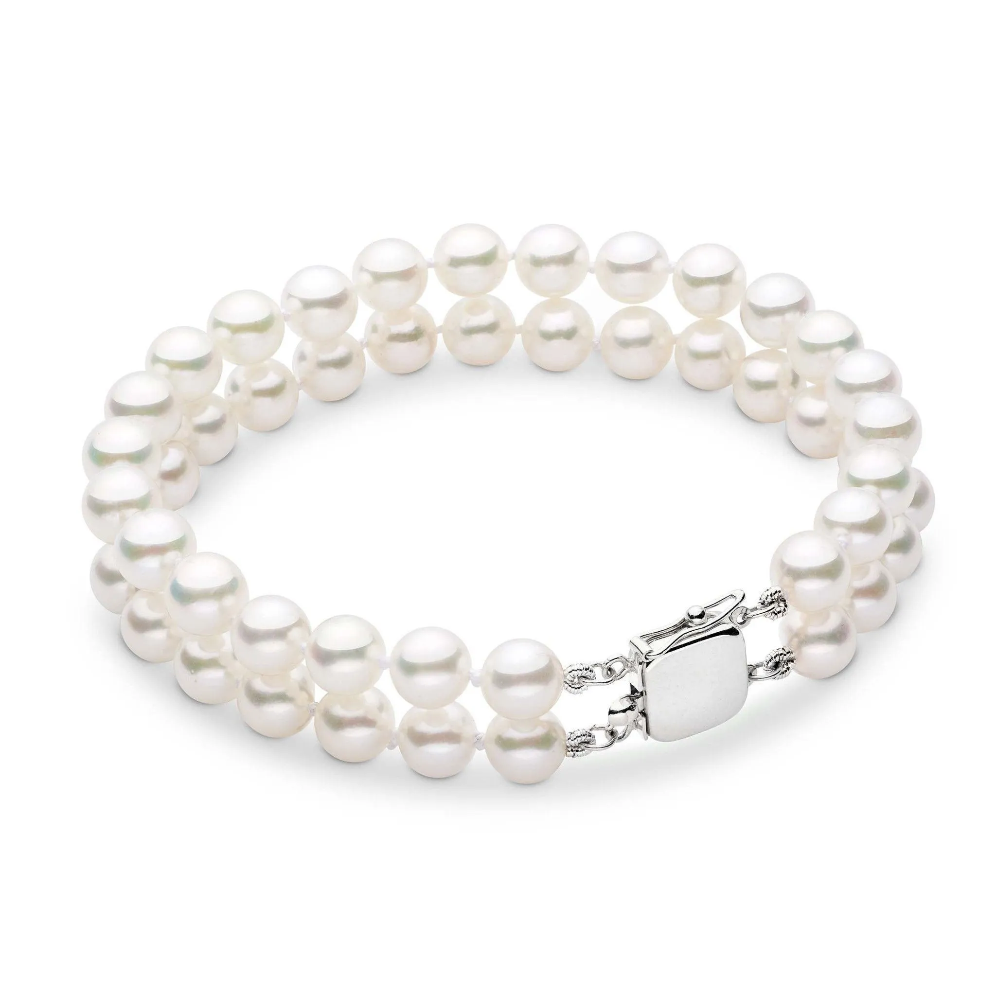 6.5-7.0 mm Double Strand White Akoya AAA Pearl Bracelet