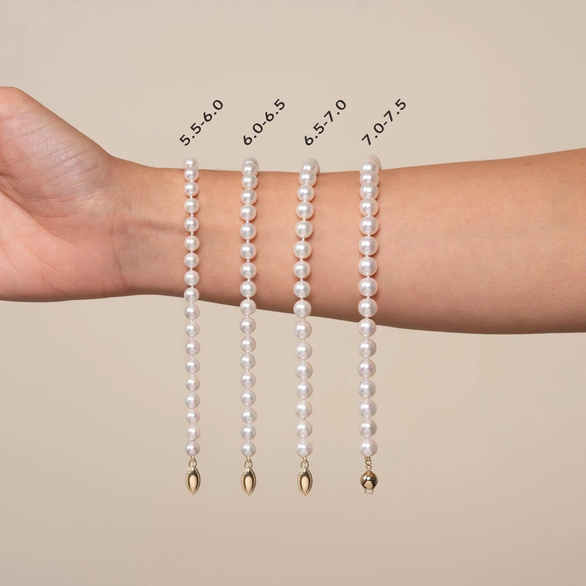 6.5-7.0 mm White Akoya AA  Pearl Bracelet