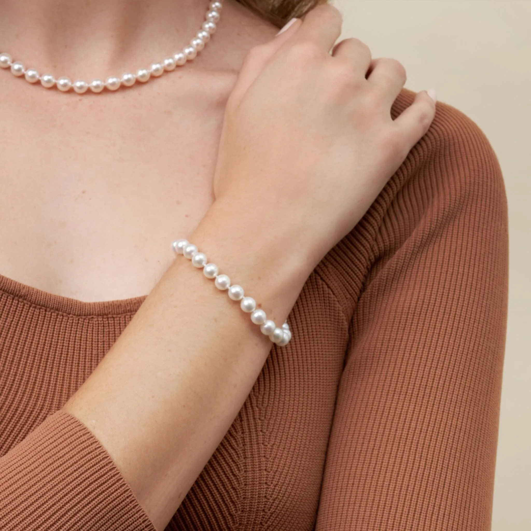 6.5-7.0 mm White Akoya AAA Pearl Bracelet