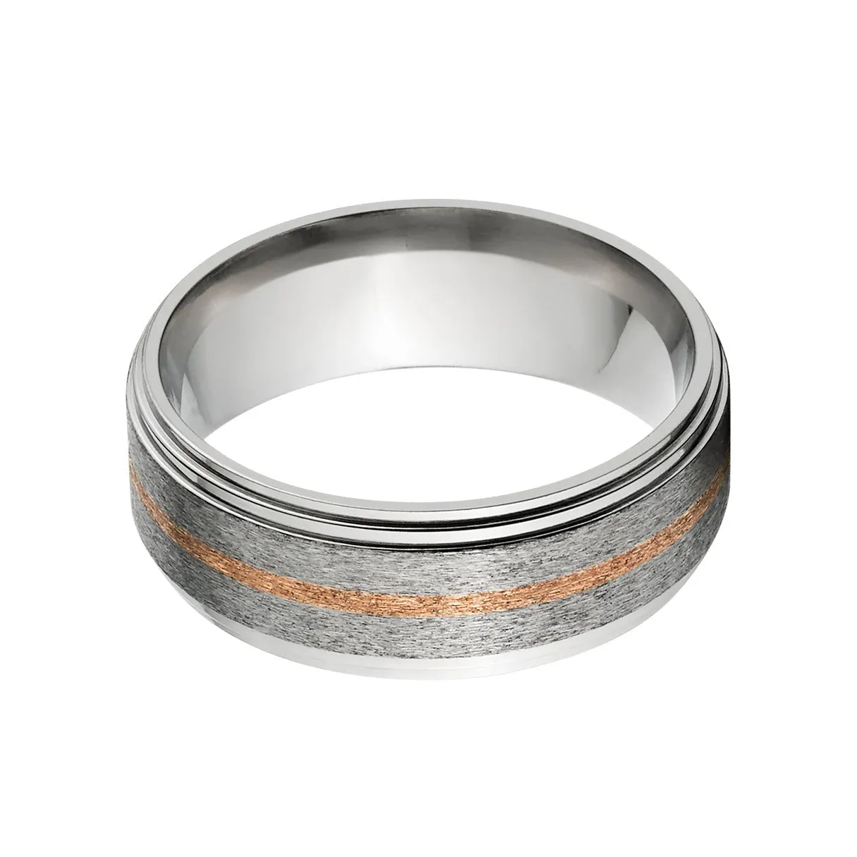 8mm Titanium Men's Wedding Band - Copper Rings