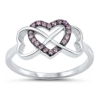 925 Sterling Silver Infinity Love Heart Rings With Clear CZ