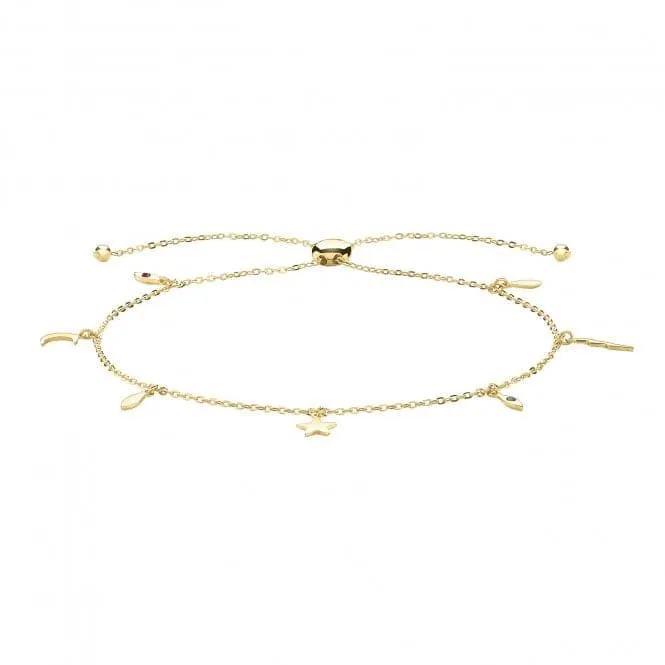 9ct Yellow Gold Pull Style Bracelet with Charms