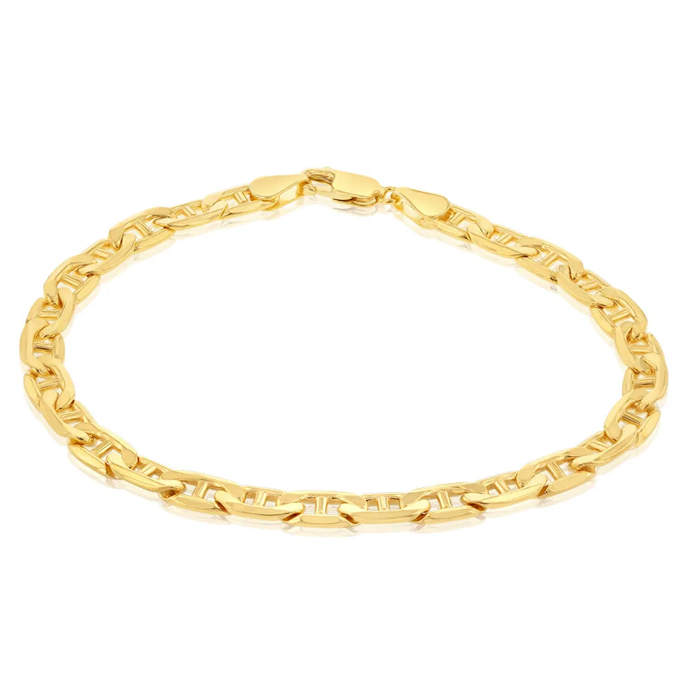 9ct Yellow Gold Silverfilled 150 Gauge Anchor 21cm Bracelet