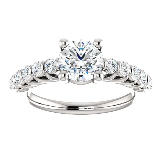 A CZ Wedding Set, Style 03-98 feat The Pamela engagement ring (Customizable with Round Bar Setting)