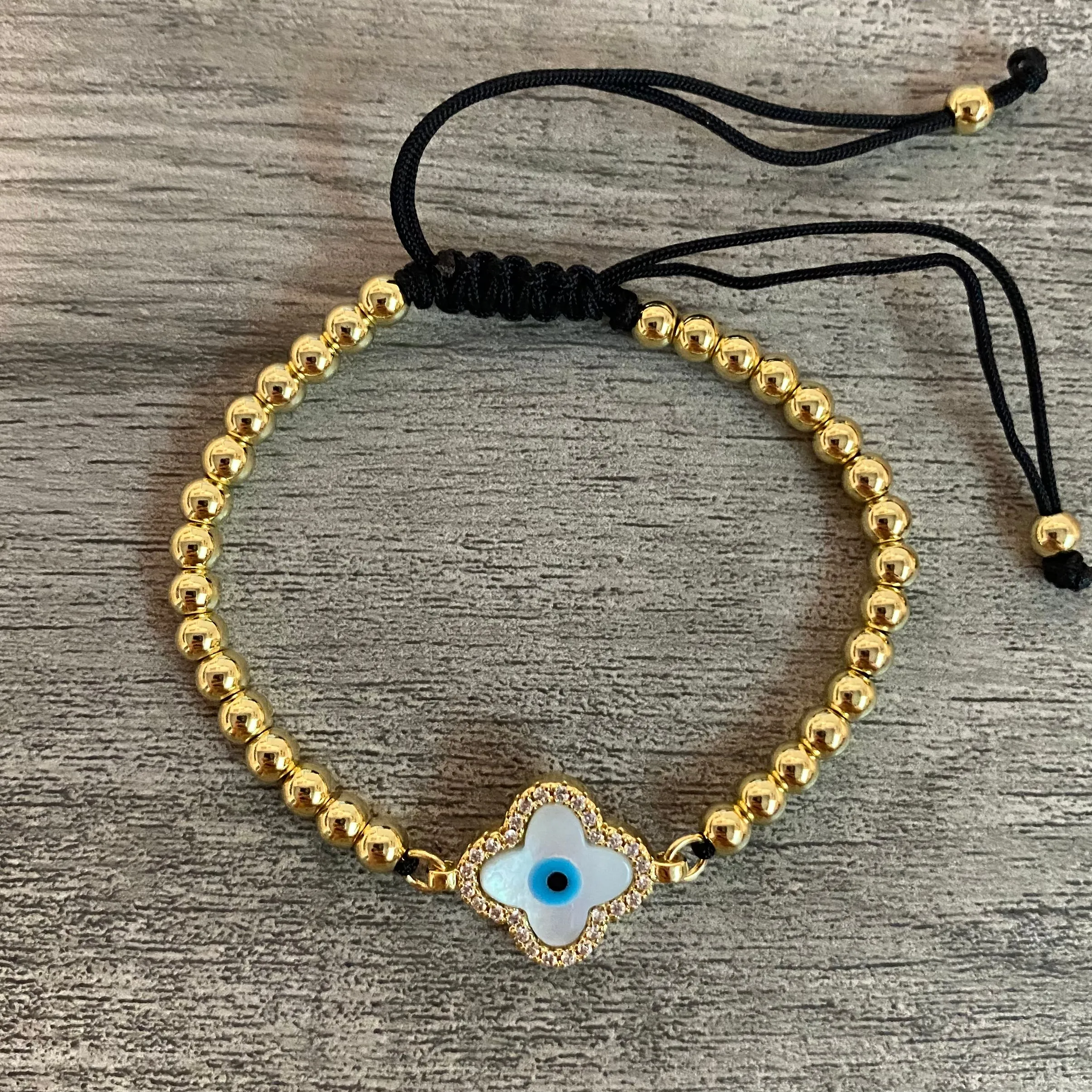 Adjustable Evil Eye Trebol Bracelet 01