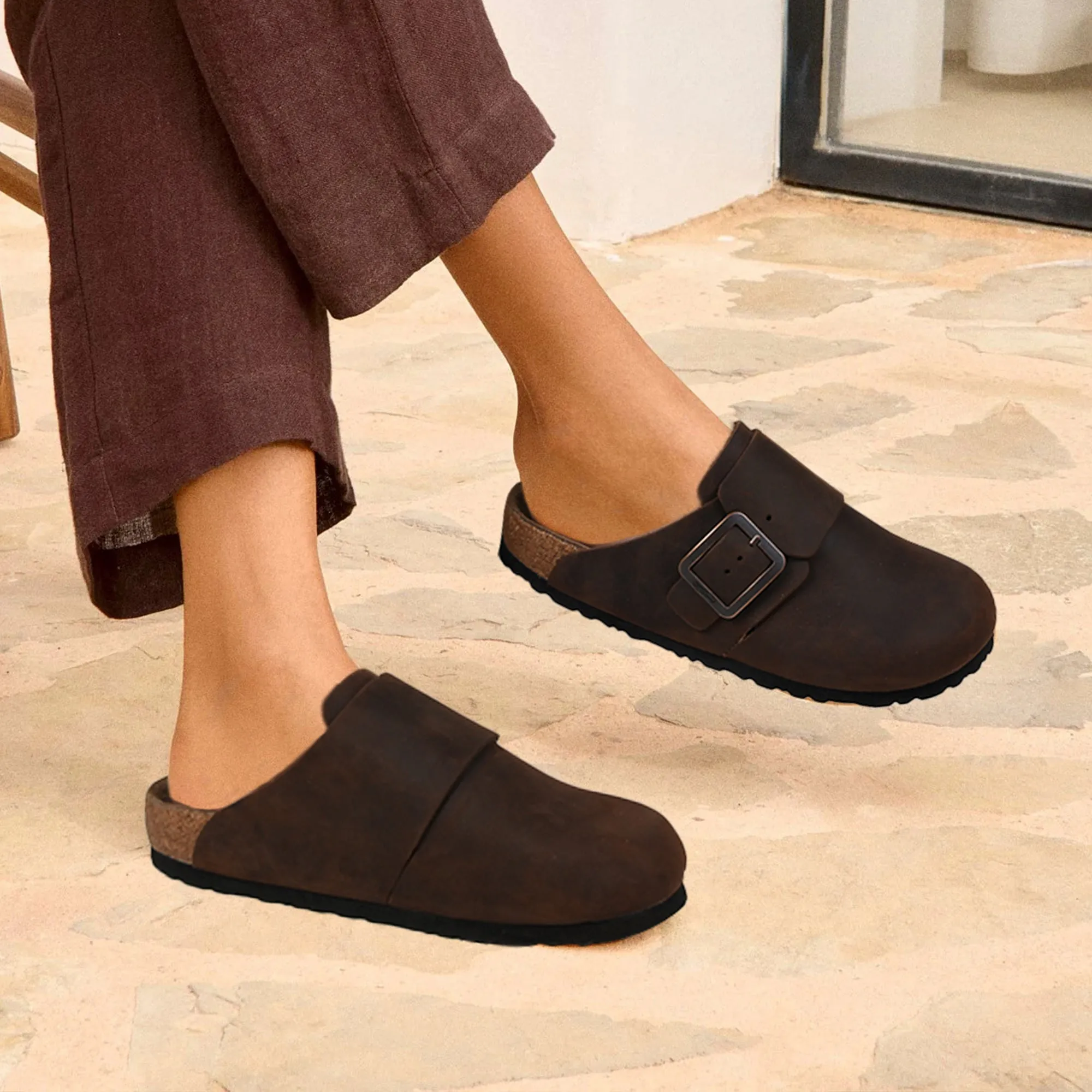 Aerothotic - Dakota Genuine Leather Clogs for Women with Arch Support