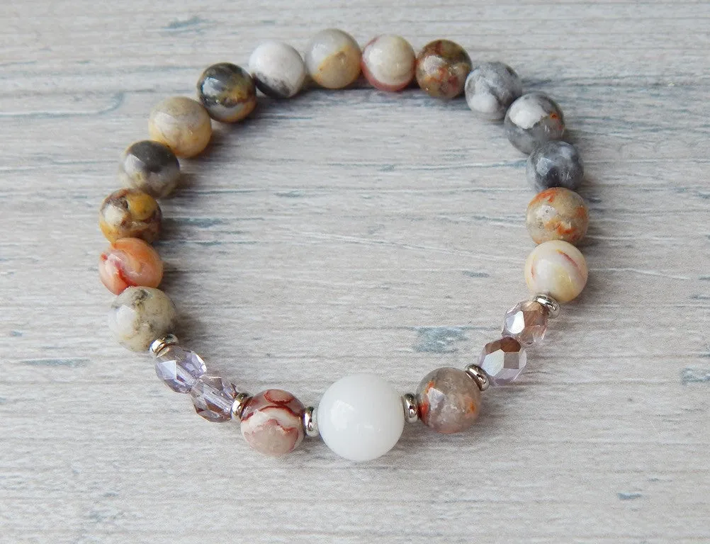 Agate Beaded Bracelet - Softly Colored Bead Bracelet