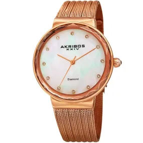 Akribos Xxiv Quartz Diamond White Dial Ladies Watch AK1009RG