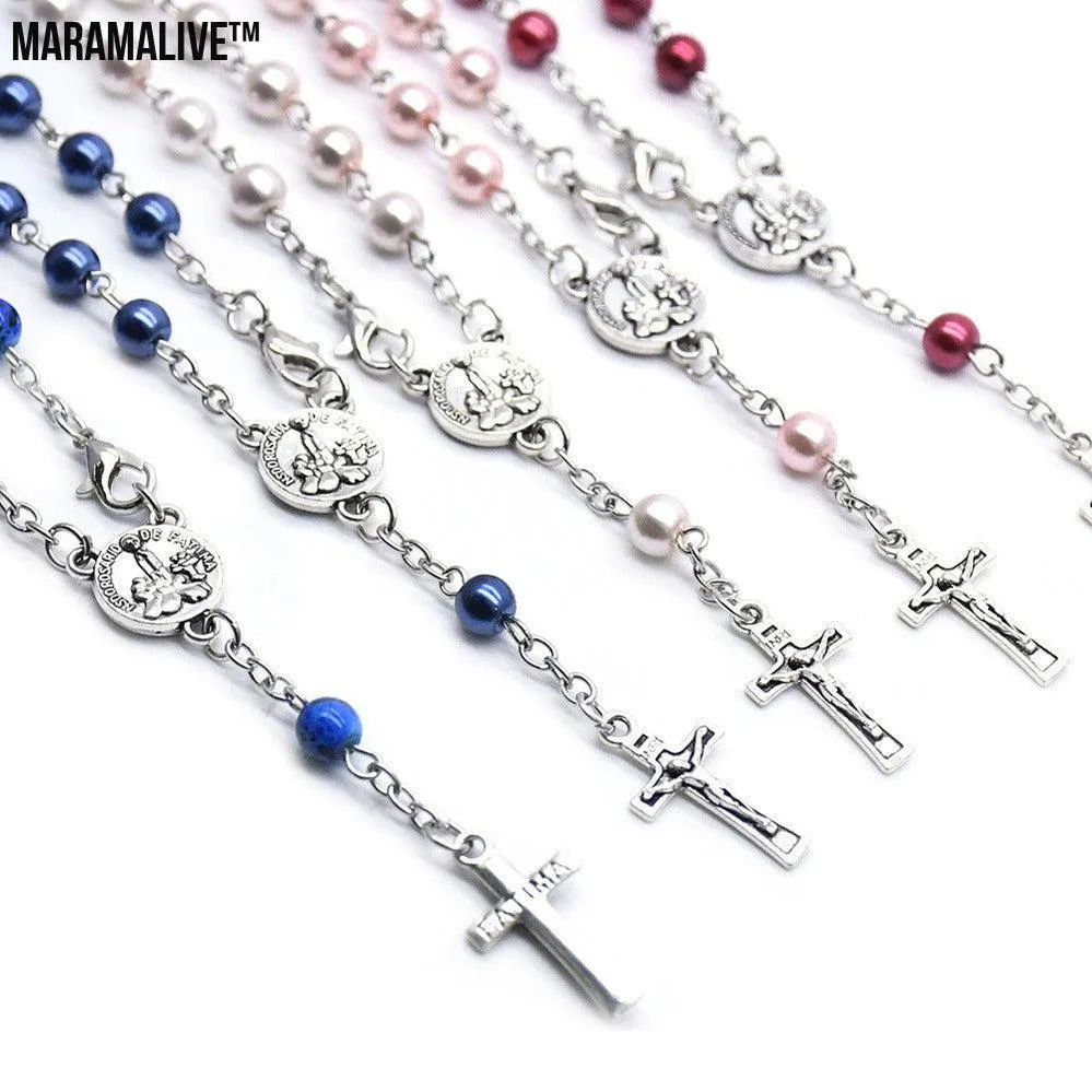 Alloy Cross Bracelet Rosary Prayer Beads