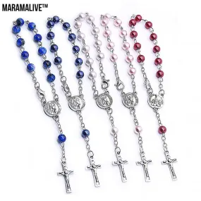 Alloy Cross Bracelet Rosary Prayer Beads