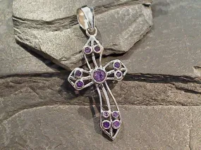 Amethyst, Sterling Silver Cross Pendant