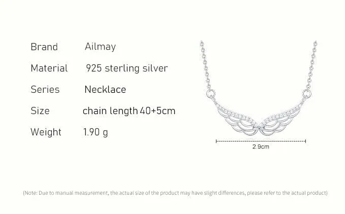 Angel Wings Bar Necklace Sterling Silver Dainty