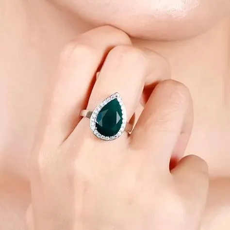 Anjou Green Agate Ring in Sterling Silver