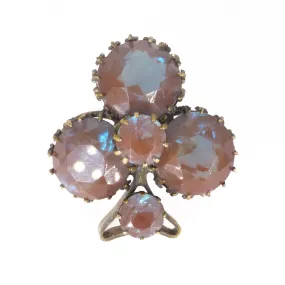 Antique Edwardian Saphiret Glass Clover Brooch サフィレット