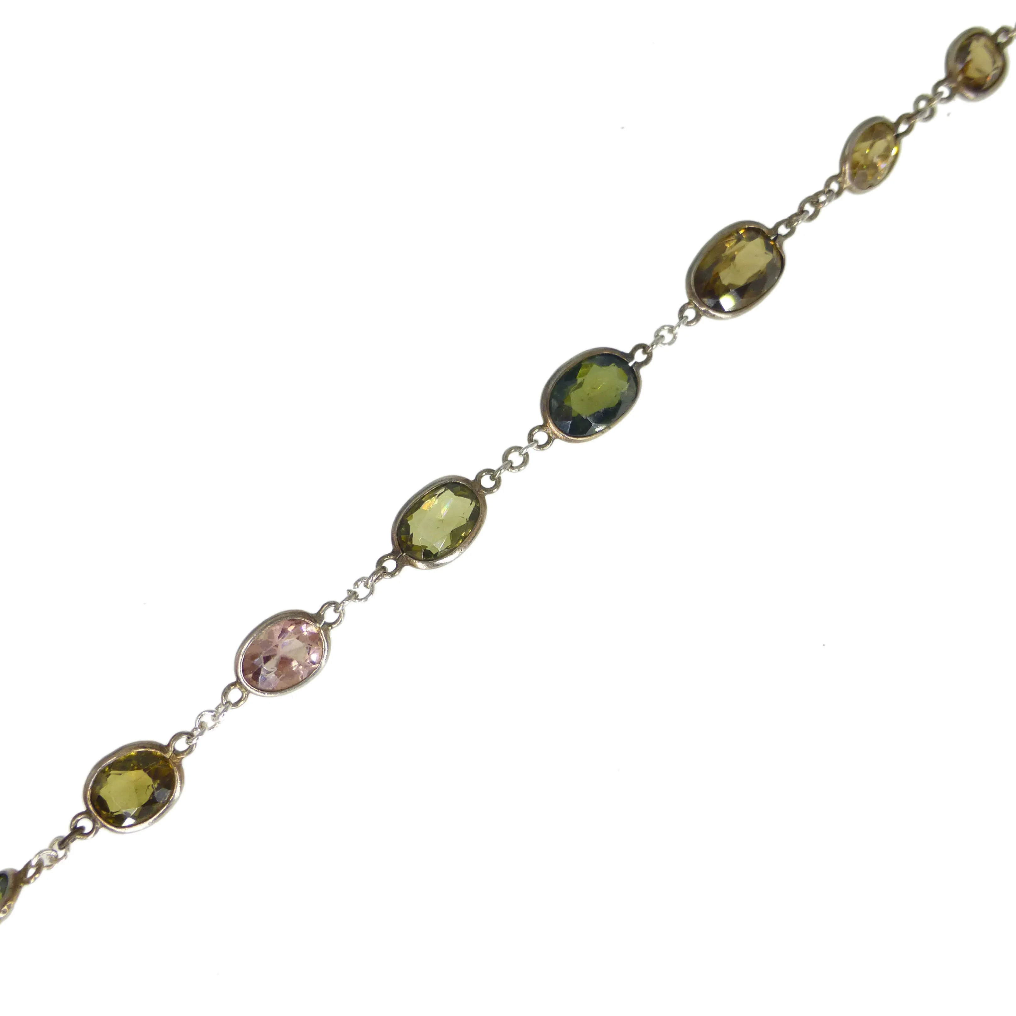 Antique Silver Semi Precious Tourmaline Bracelet