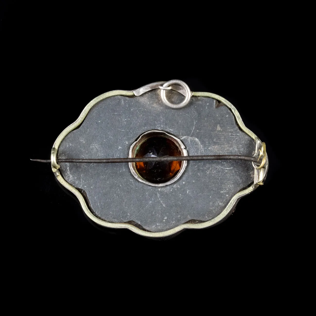 Antique Victorian Scottish Agate Paste Brooch Silver Circa 1860