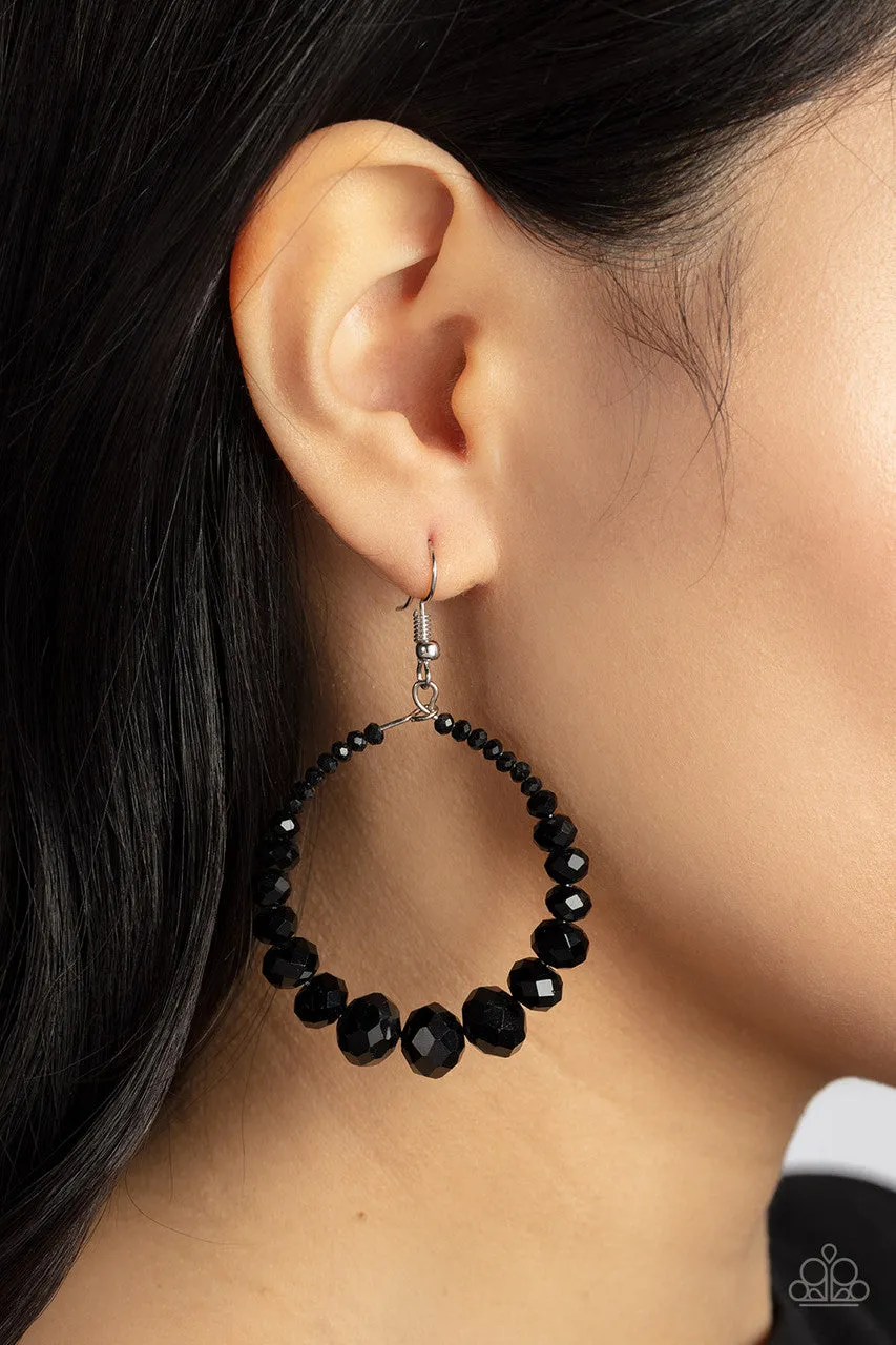 Astral Aesthetic - Black - Gem Bead Hoop Paparazzi Fishhook Earrings