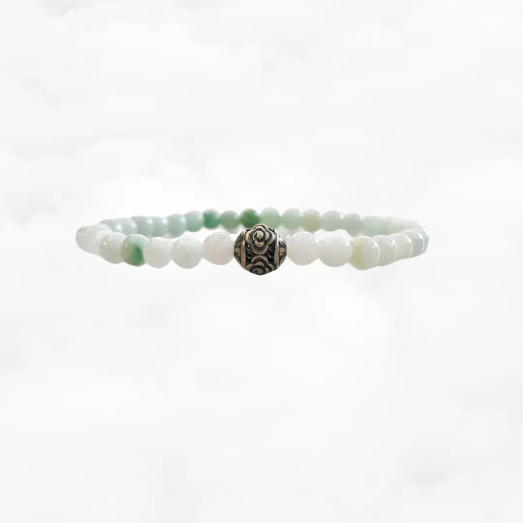 Auspicious Beaded Jadeite Bracelet Silver 4mm