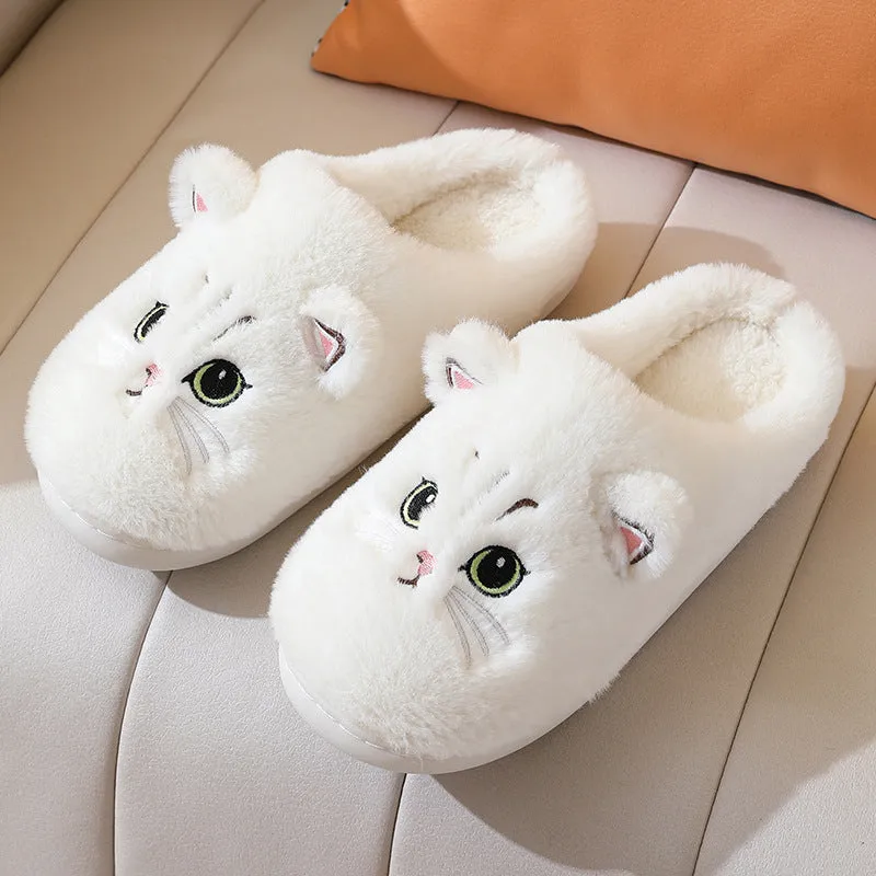 Autumn And Winter Cotton Slippers Men And Women Couple Kitty Cartoon