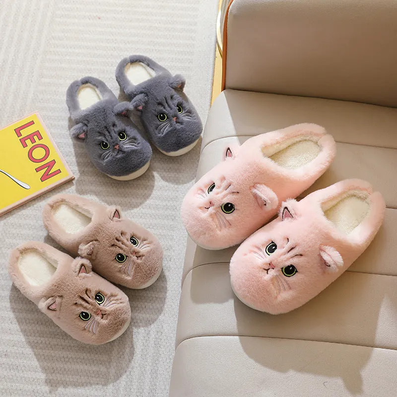 Autumn And Winter Cotton Slippers Men And Women Couple Kitty Cartoon