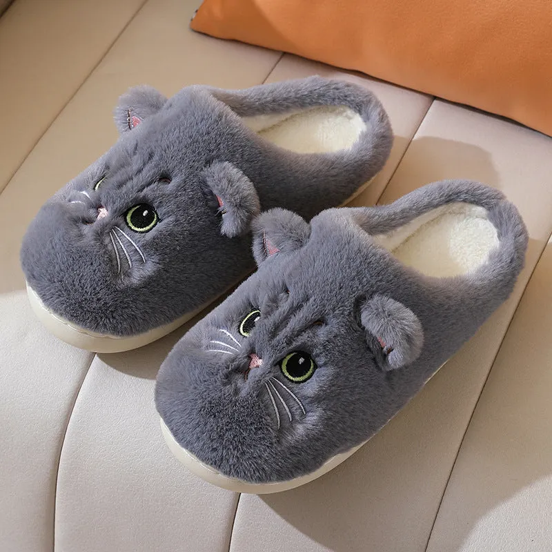 Autumn And Winter Cotton Slippers Men And Women Couple Kitty Cartoon