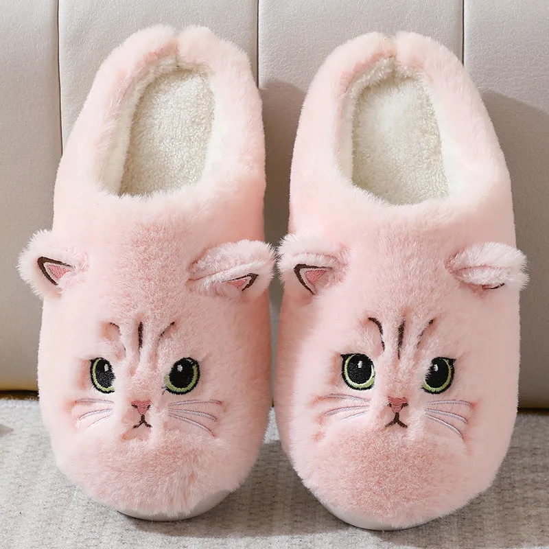 Autumn And Winter Cotton Slippers Men And Women Couple Kitty Cartoon