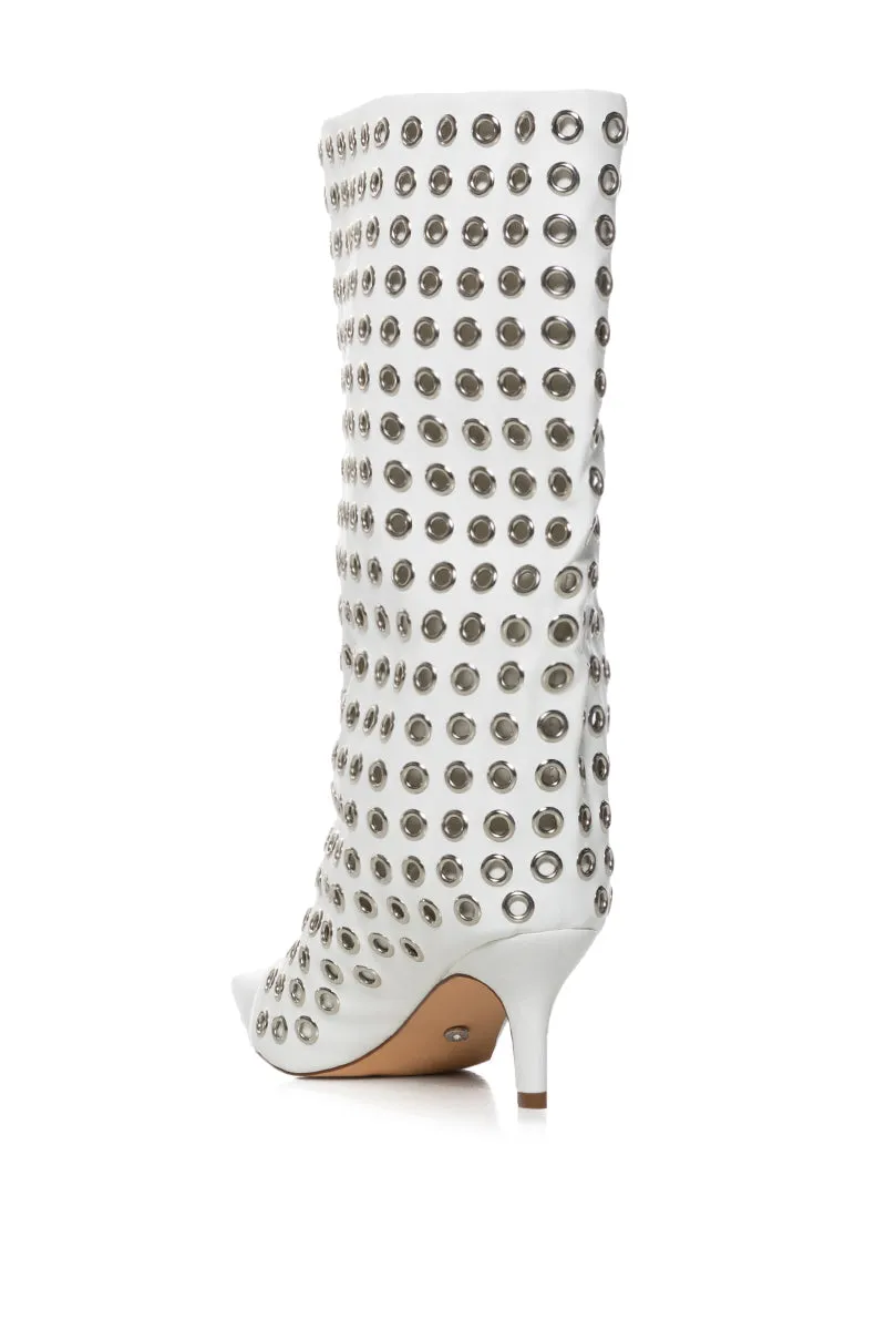 AZALEA WANG LANGHAM WHITE HARDWARE DETAIL BOOTIE