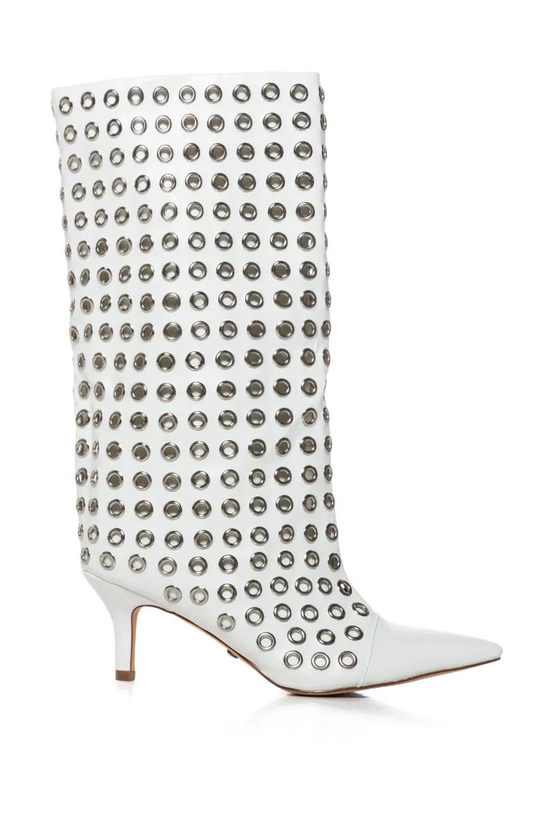 AZALEA WANG LANGHAM WHITE HARDWARE DETAIL BOOTIE