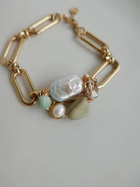 Baroque Pearl Swarovski Crystal Wired Bracelet