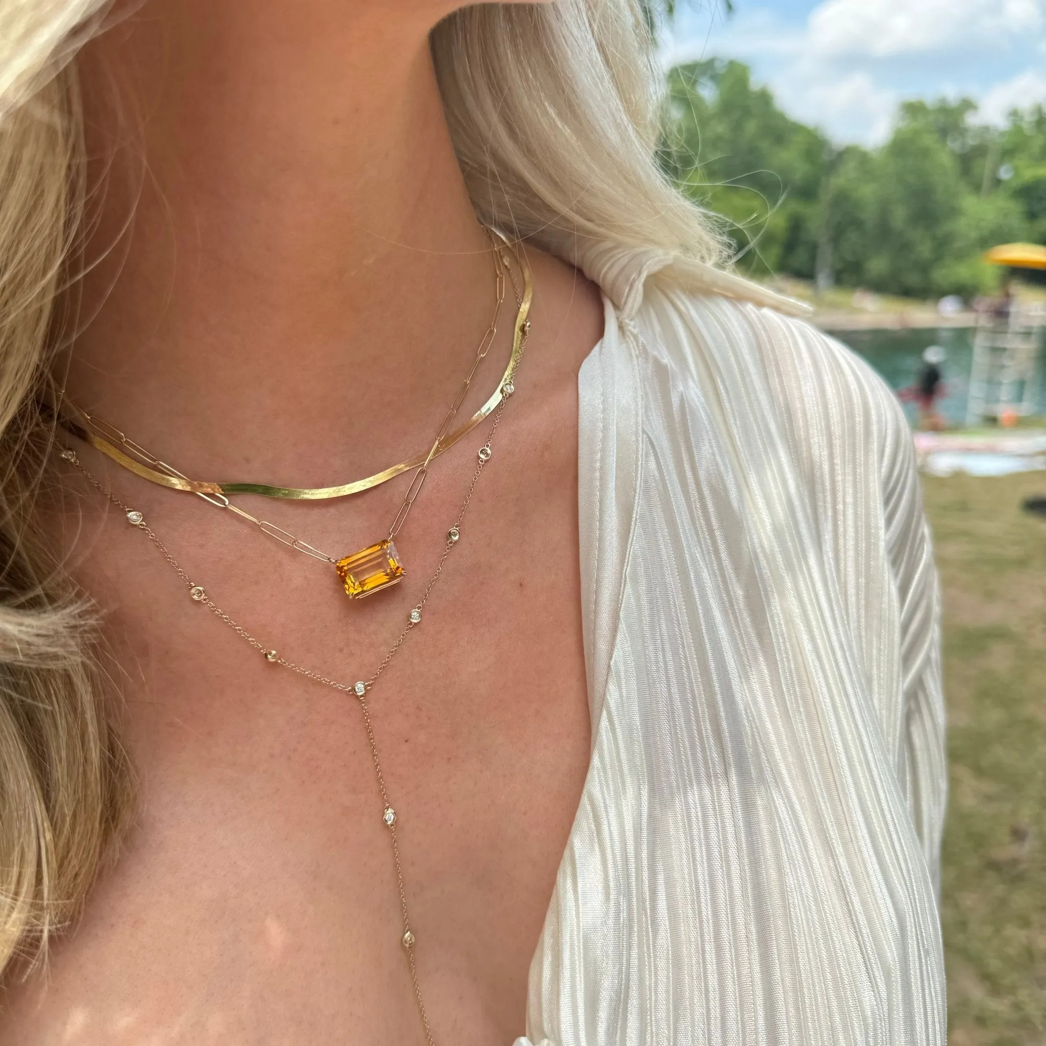 Basket Set Citrine Paper Clip Necklace