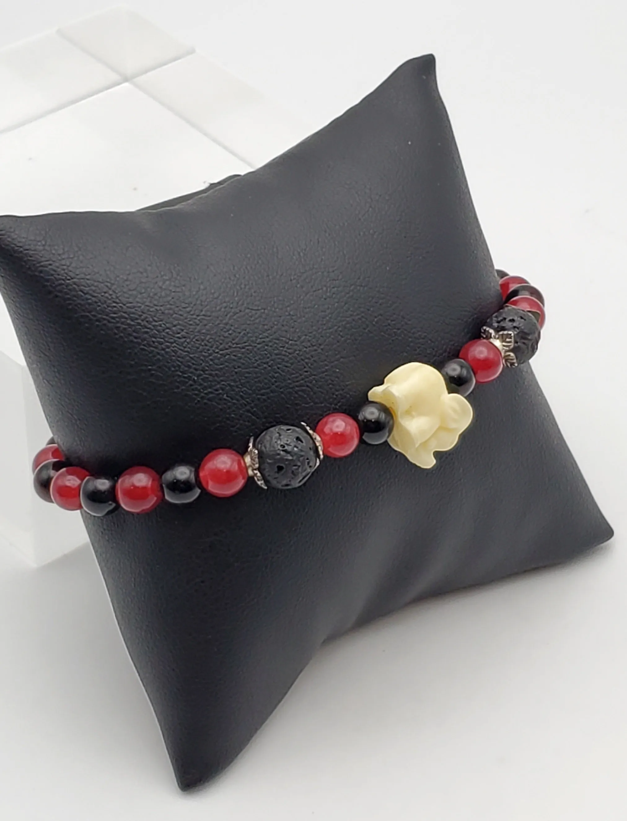 Beaded Stretch Bracelet with Elephant Charm