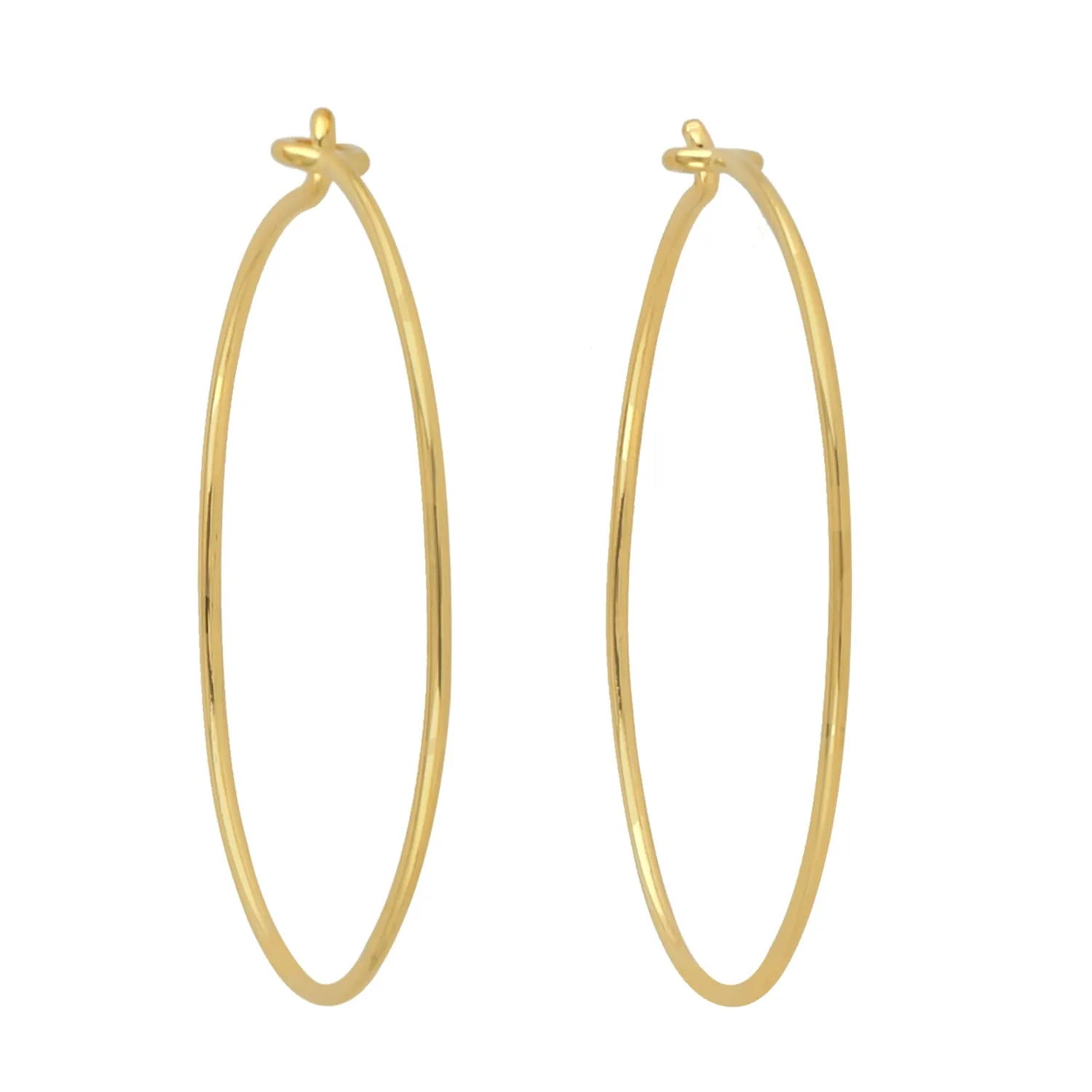 Beautiful 14k Yellow Gold Long Hoop Earrings Elegant Jewelry