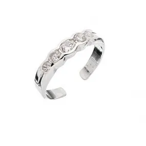 Beginnings  Sterling Silver Crystal 5 Setting Toe Ring R128C