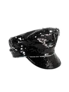 Black Deluxe Sequin Disco Cap