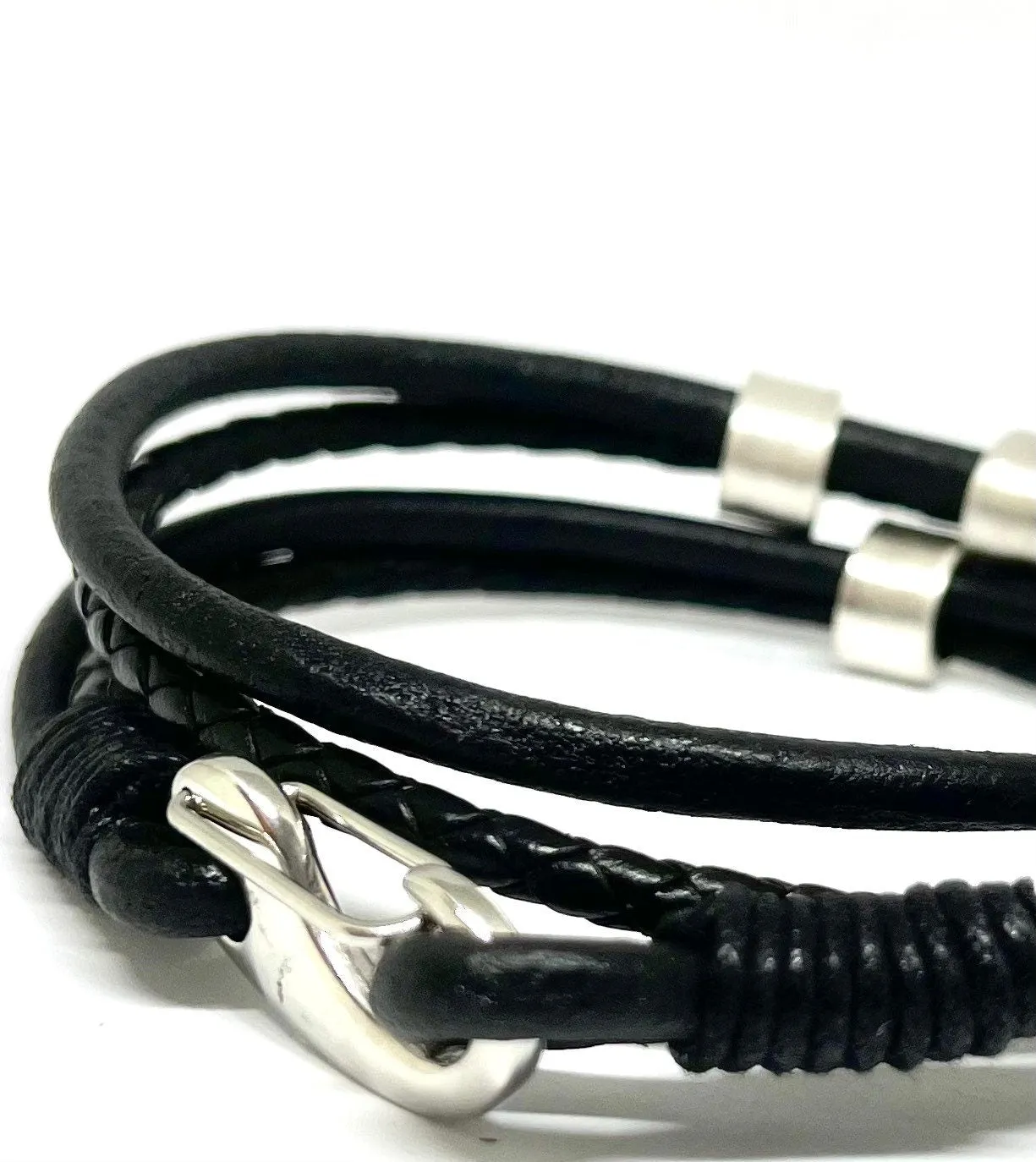 Black Multi Leather - Double Wrap Bracelet