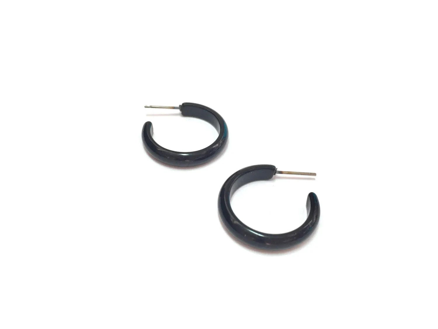 Black Shiny Moonglow Skinny Perfect Hoop Earrings