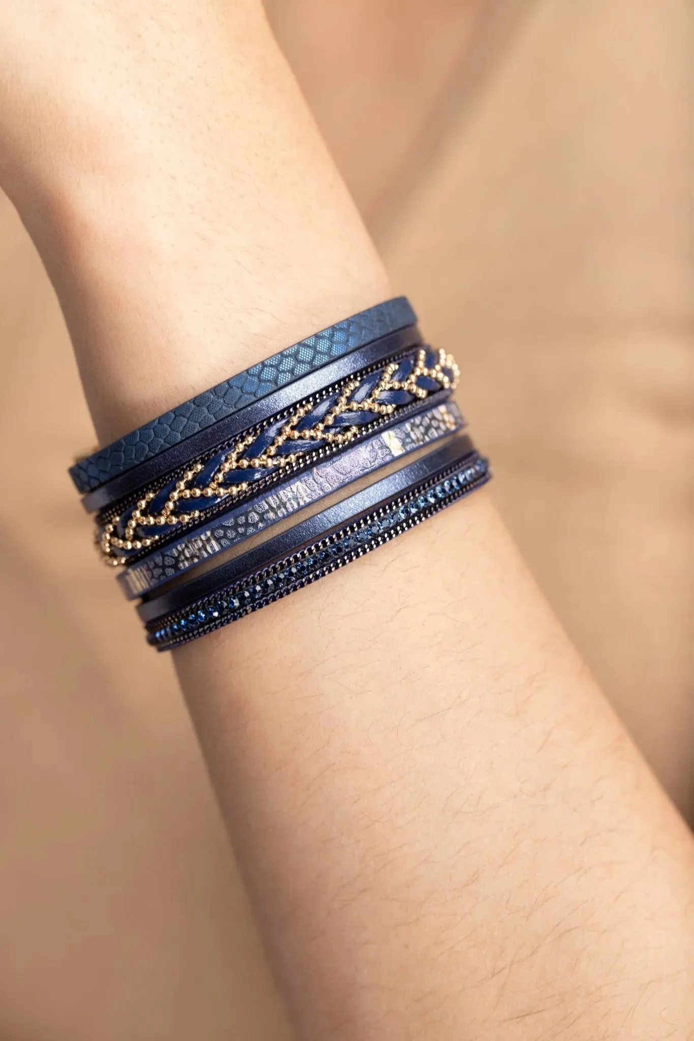 Braided Leather Multi Strand Bracelet