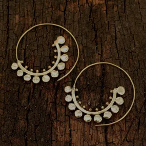 Brass Spotted Spiral Earrings