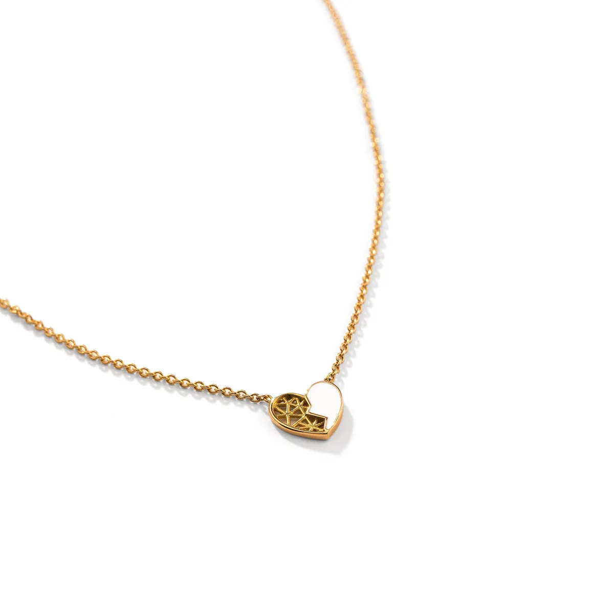 Brocken Heart Enamel Necklace