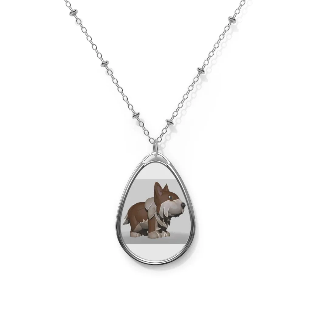 Brown Dog Oval Necklace