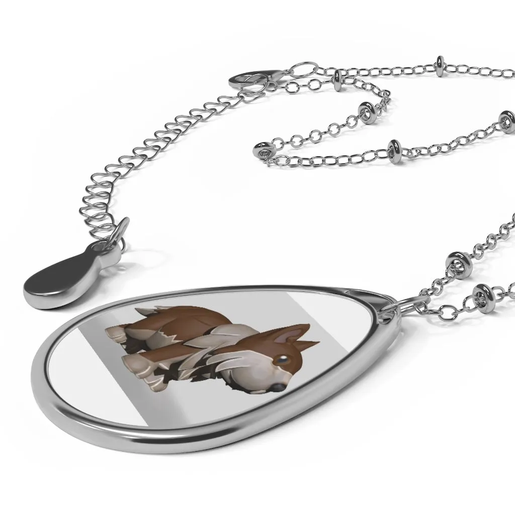 Brown Dog Oval Necklace