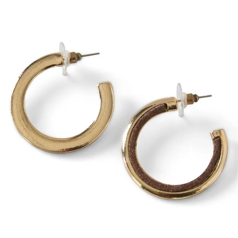 Brown Leather Hoop Earrings