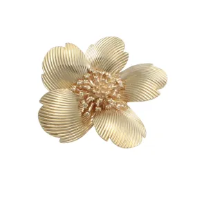 Cartier Rose Flower Brooch Pin 14k Yellow Gold 1960s Vintage Estate Jewelry